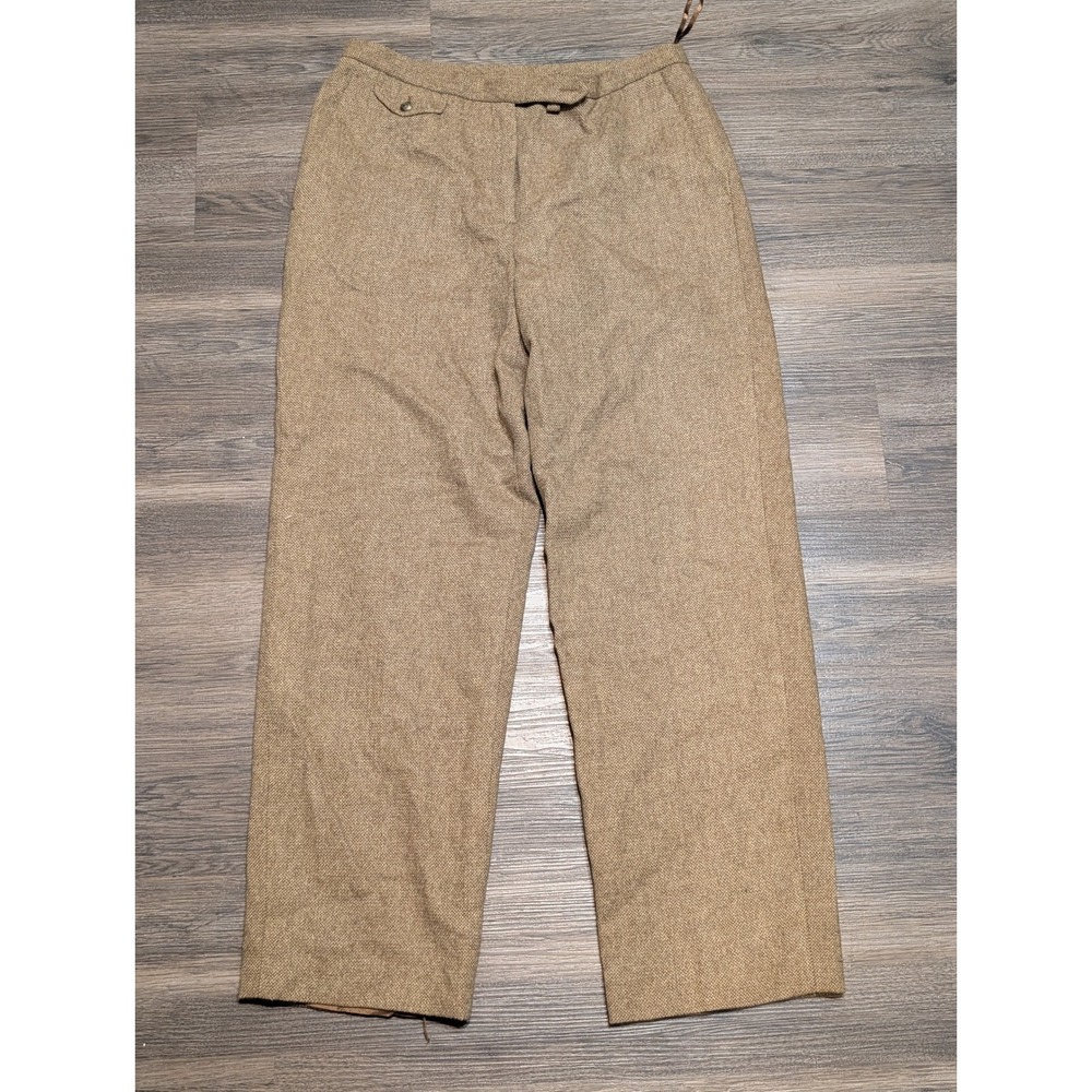 Lauren Ralph Lauren Brown Tweed Lambswool Wide Leg‎ Trousers Pants Petite 10P